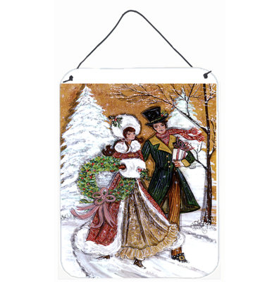 Couple patinage scène d'hiver par carol normande peinture plaque d'impression
