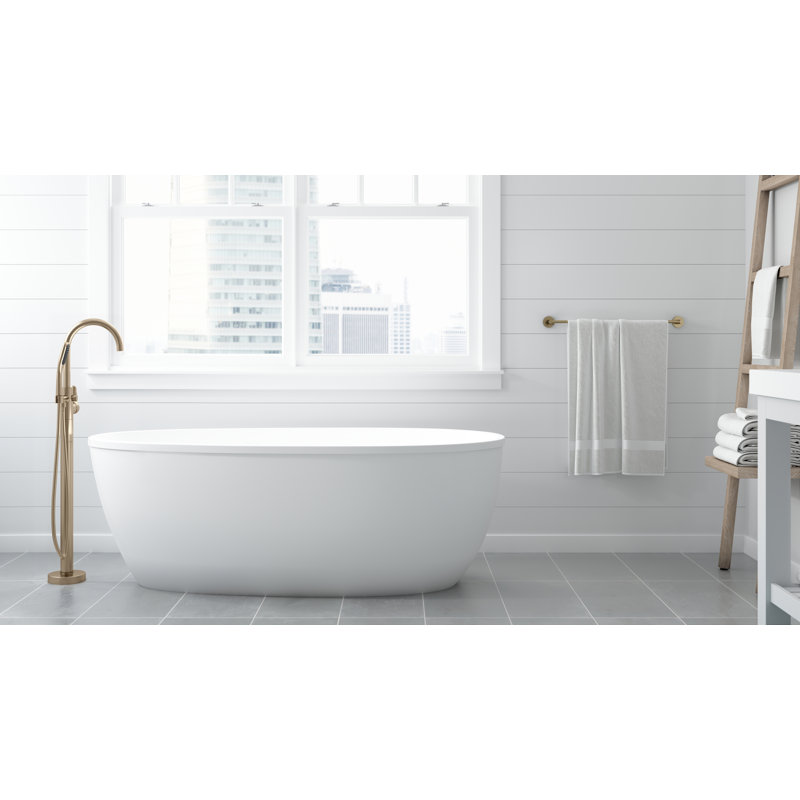 59" White Acrylic Freestanding Oval Soaking Tub