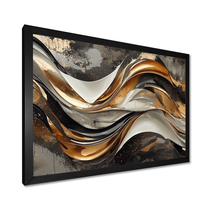 Wightman - Abstract Wall Art, 30" H x 40" W, Black, Single Picture Framed Print