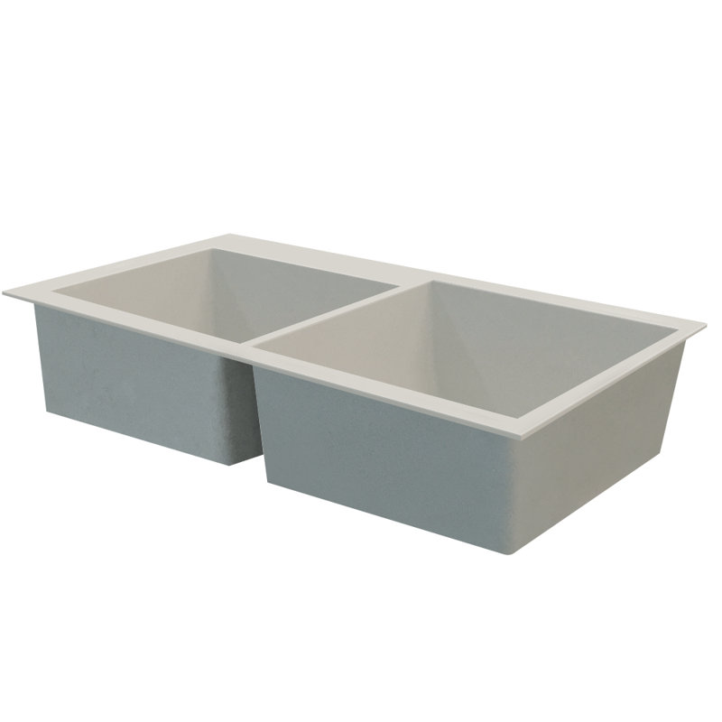 32.83'' L Double Bowl Granite Kitchen Sink, Cafe Latte
