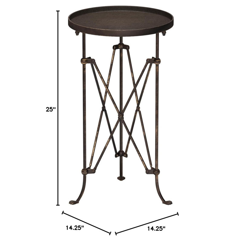 Bronze Accent Table - Unique Round Design For Living Room & Entryway