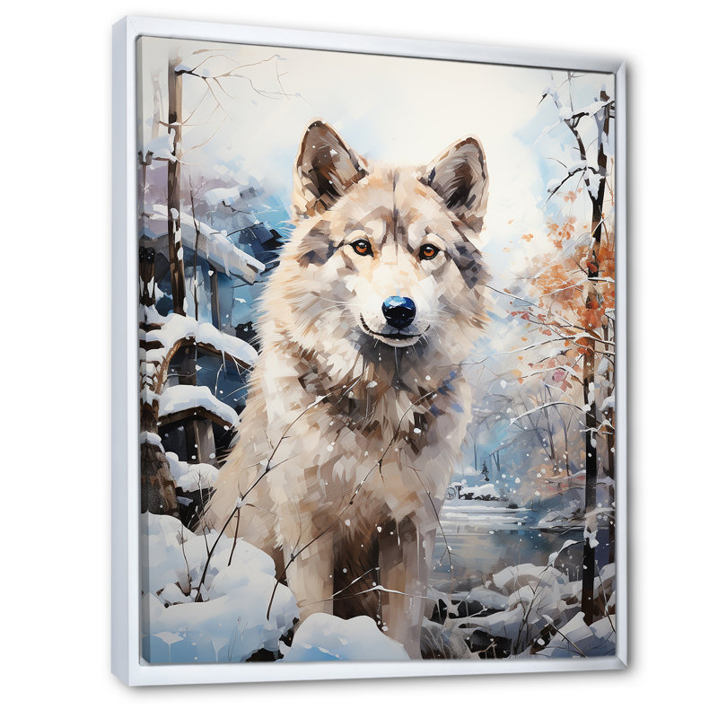 Siberian Dog Serenity III sur toile, Cadre flottant blanc, H 20 po x l 12 po x P 1 po