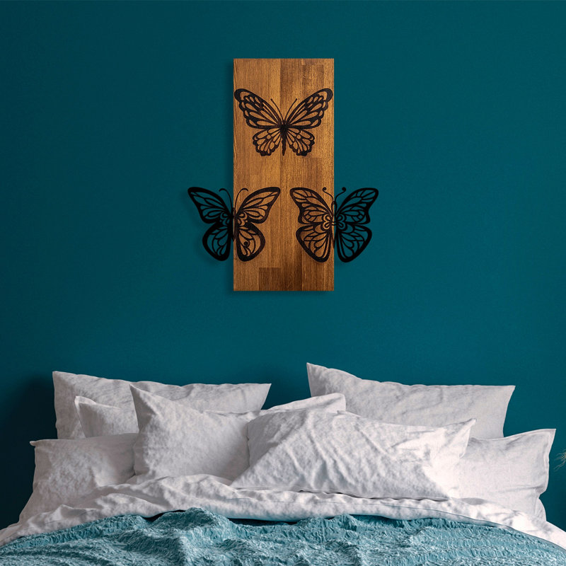 Élégant accessoire mural en bois, 100% noyer et finition noire, 18,5 po x 22,8 po | Envers en métal durable (épaisseur: 0,06 pouce) | Parfait pour la décoration intérieure, le salon ou le bureau | Conception murale facile