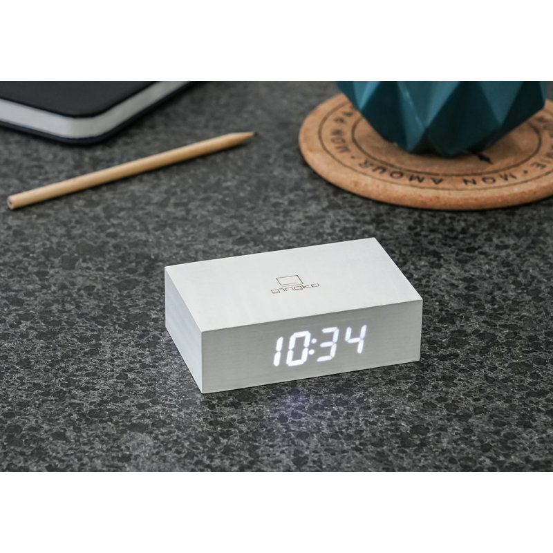 Digital Manufactured Wood Electric Alarm Tabletop Clock, White Birch