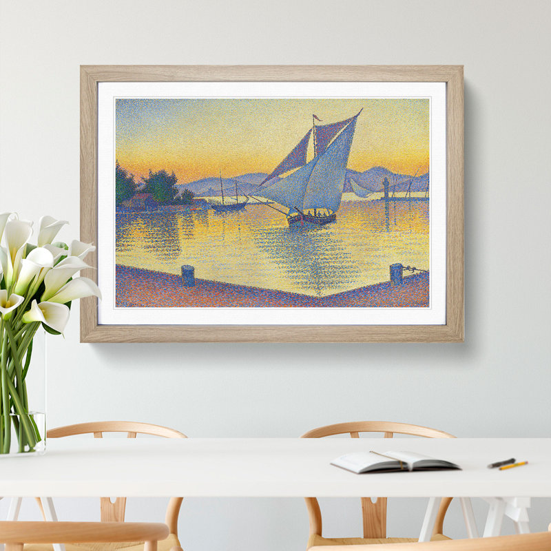 The Port at the Sunset by Paul Signac - Picture Frame Painting, 27cm H x 36cm W x 2cm D, Oak Framed