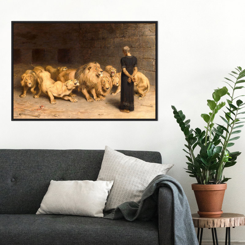 «Daniel in the Lions Den 1872» par Briton Riviere, reproduction sur toile flottante, L 33 po x H 23 po, Noir