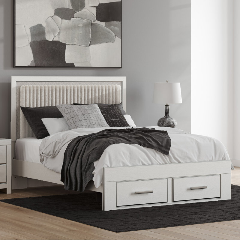 Grand lit plateforme avec rangement Laurentis, Grand lit, Blanc