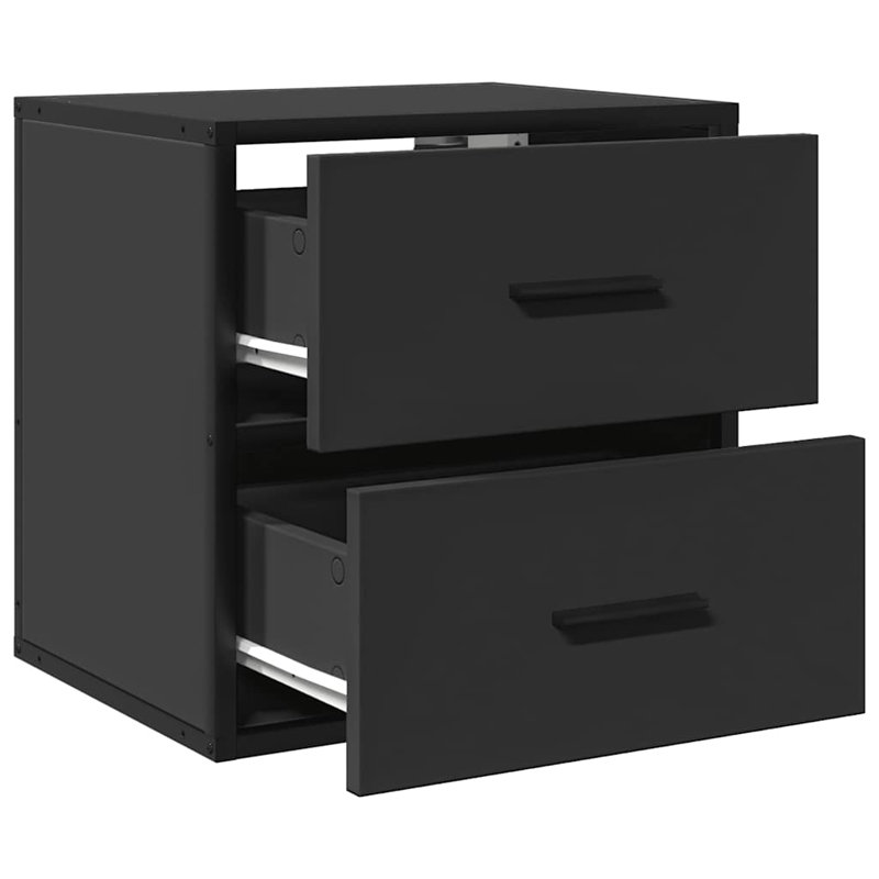 40cm W Metal Bedside Table, Black
