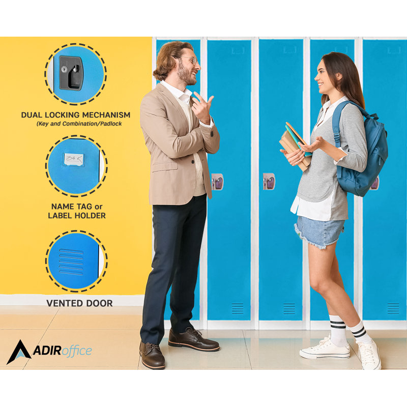12'' Wide Light Blue Steel Office Locker with Adjustable Shelving