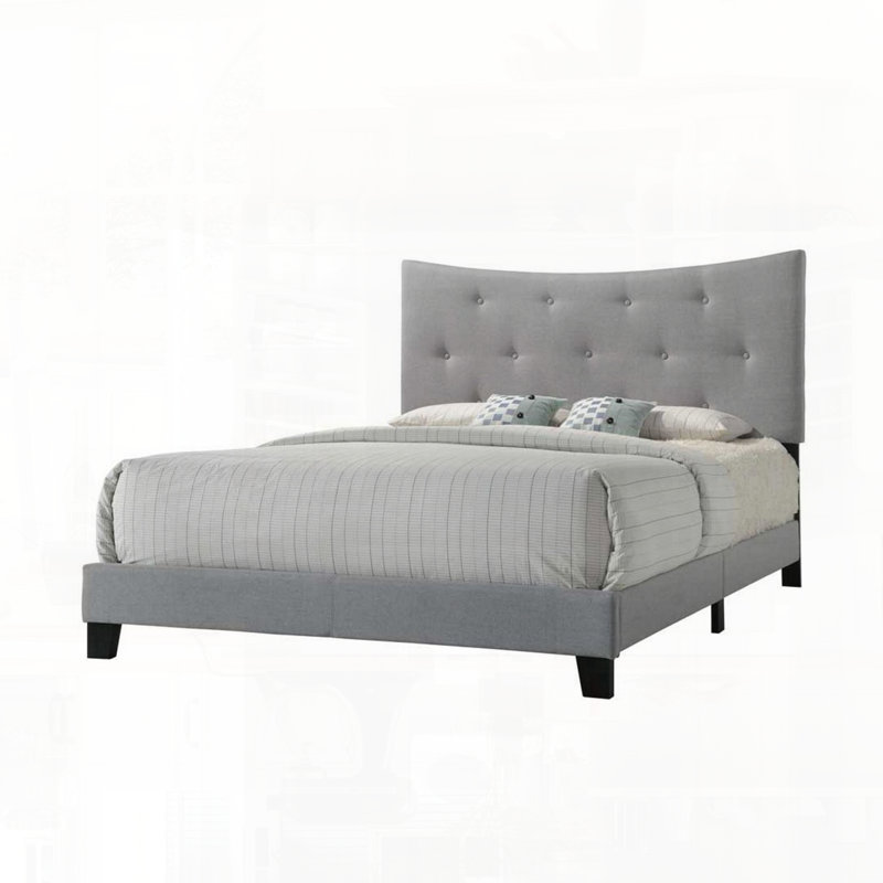 Grand lit gris en tissu