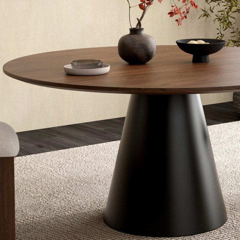 Table ronde haut de gamme en bois de noyer noir