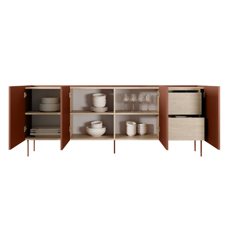 Caparro 220 Cm Wide 2 Drawer Sideboard, Ceramic Red