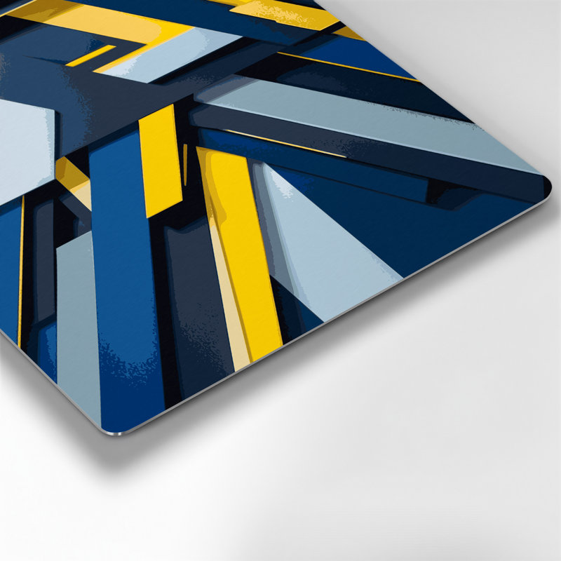 «Geometric Abstraction 17», art mural en métal bleu, H 12 po x l 12 po