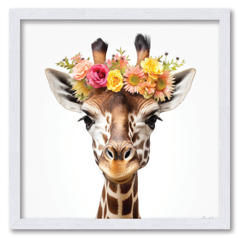 Panneau encadré Sweet Giraffe 16 x 16