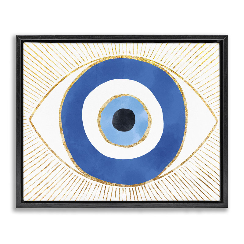 «Evil Eye Shape» par Ziwei Li - peinture sur toile, Cadre flottant noir de jais, H 25 po x l 31 po