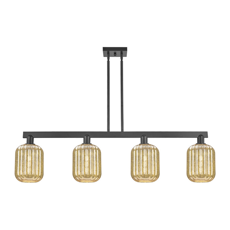 Luminaire suspendu pour îlot 4 lumières Hailsham, Mercure, Noir mat