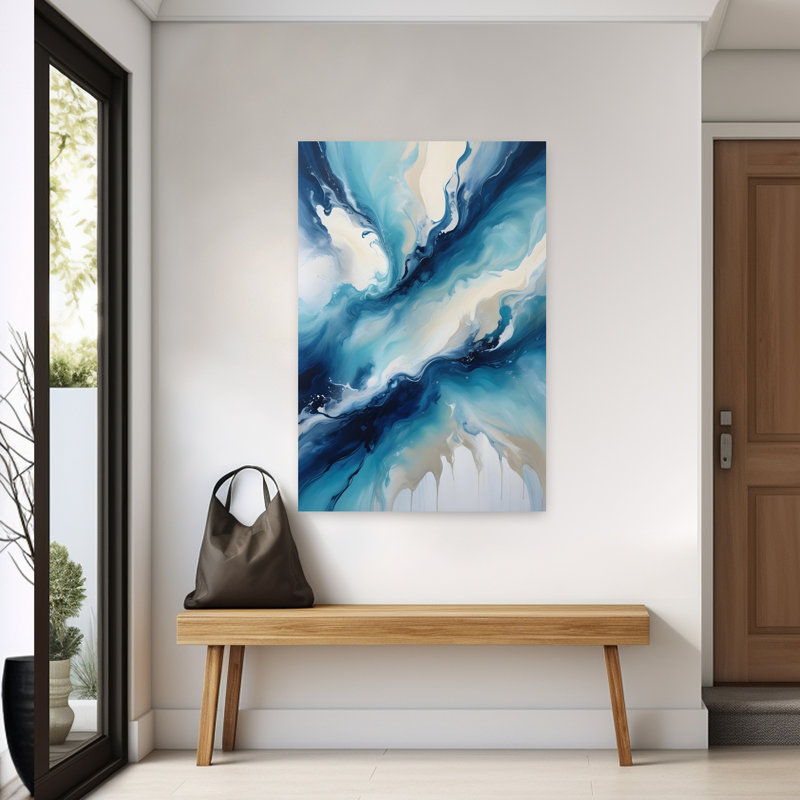 «Restless Deep Abstract Contemporary Elegant Ocean», art mural, H 60 po x l 40 po