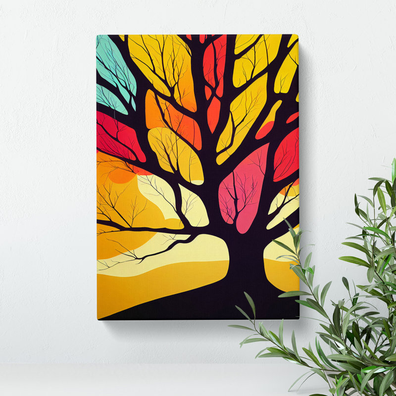 Abstract Tree In Colour No.4 - Wrapped Canvas, 50cm H x 35cm W x 3cm D