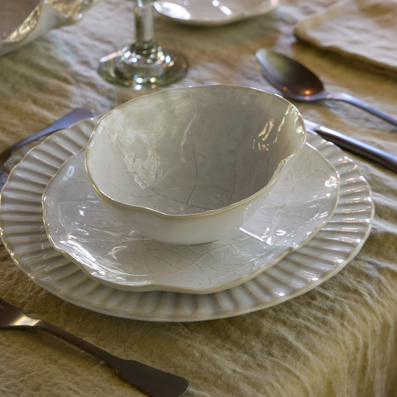 Silvina Handmade Porcelain Rice Bowl, Fennel White