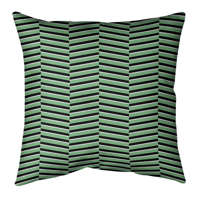 Coussin Fractured Stripes, H 14 po x l 14 po, Duvet synthétique, Vert