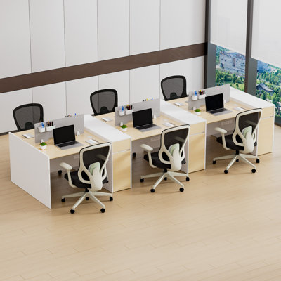 Okeysen Benching Workstation & BIFMA Certified Office Chairs Set