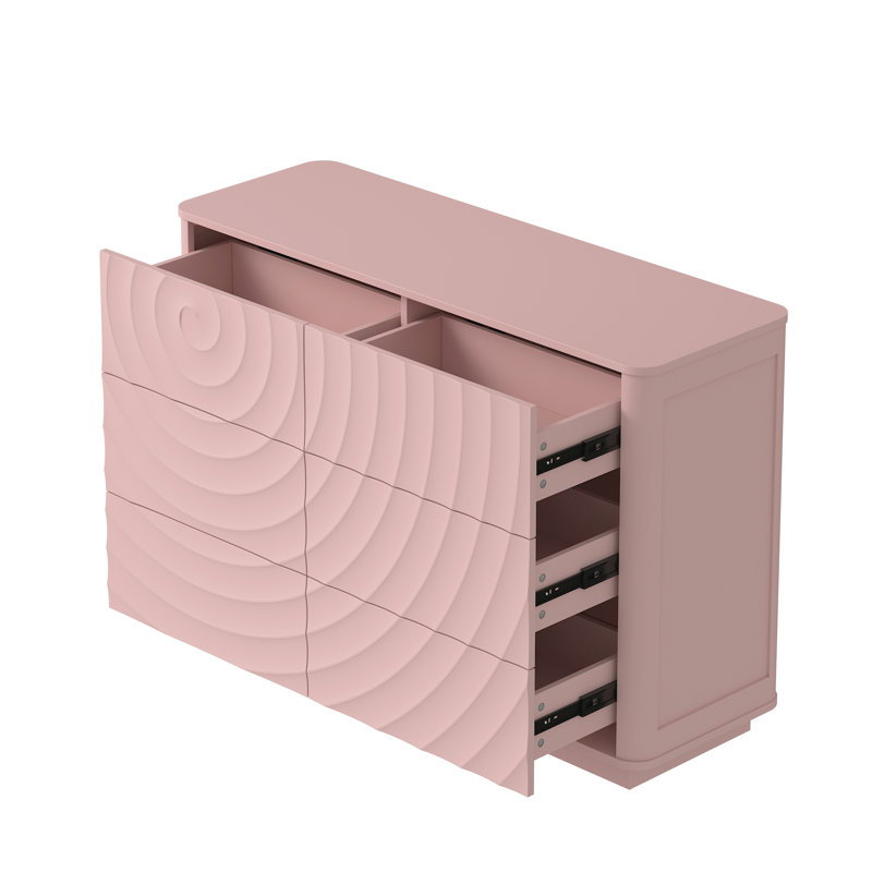 Commode moderne à 6 tiroirs, Rose