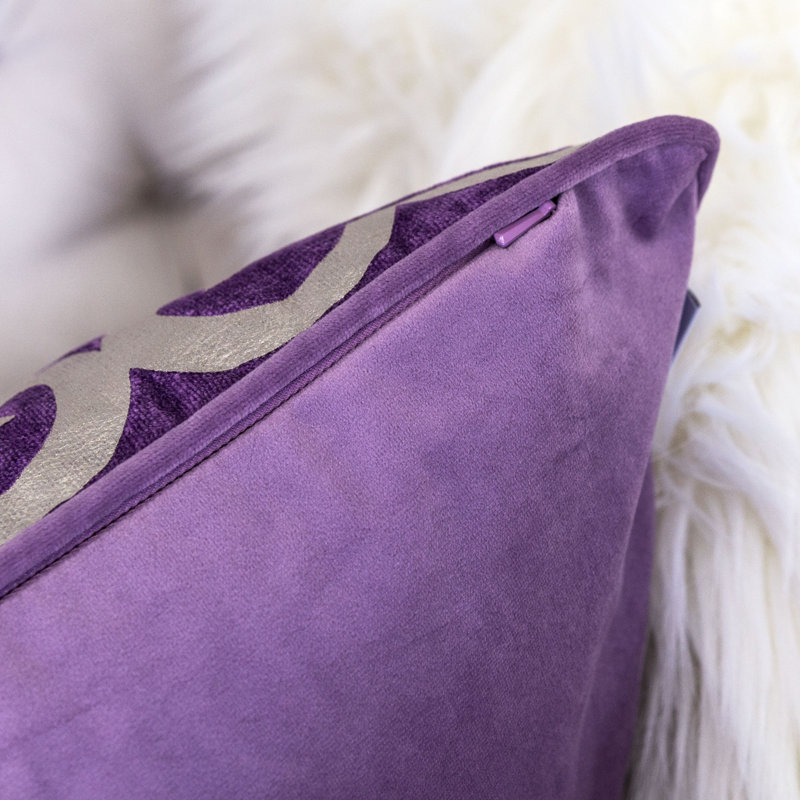 Ikat Velvet Throw Pillow, Purple