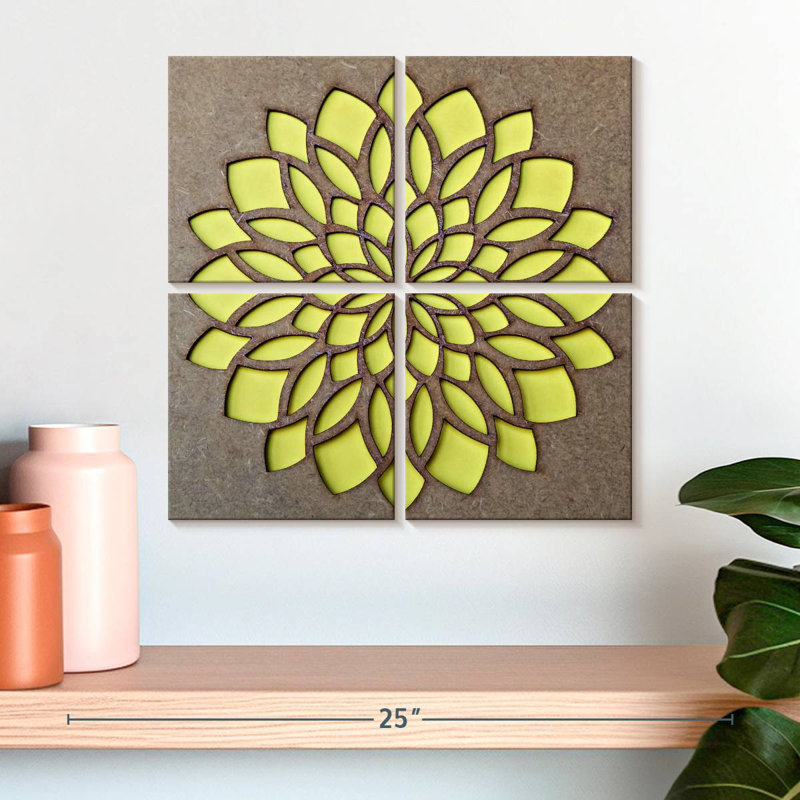 Mandala jaune Kerner, H 18 po x l 18 po