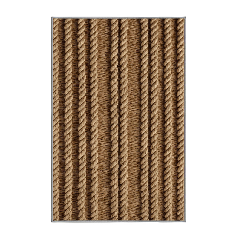 Washable Rope Details Farm Area Rug, Rectangle 6' x 9'