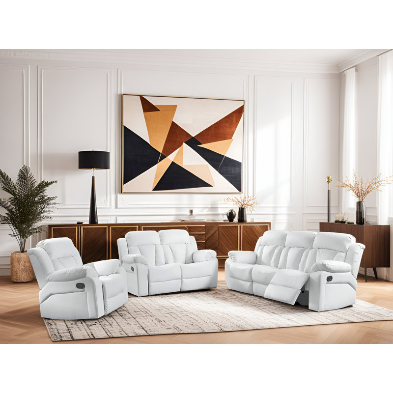 Novellara 3pc Living Room Set, White