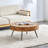 31.5" Round Mid-Century Modern Coffee Table with Natural Wood Top & Black Metal Hairpin Legs-976019211