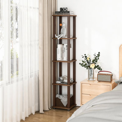 Étagère d'angle à 5 niveaux de 57,7 po, tablettes ouvertes pour la présentation et le rangement