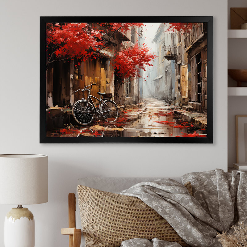 Crimson Ride Red Flowers I On Canvas Print, Black Framed, 16" H x 32" W x 1" D