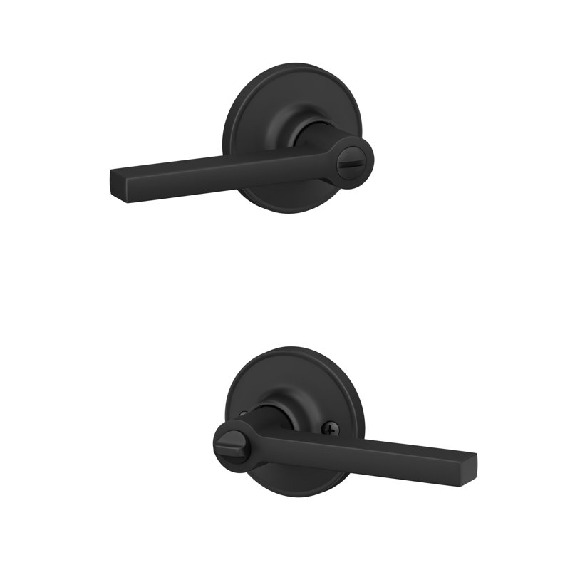 Solstice Privacy Door Lever with Rosette, Matte Black