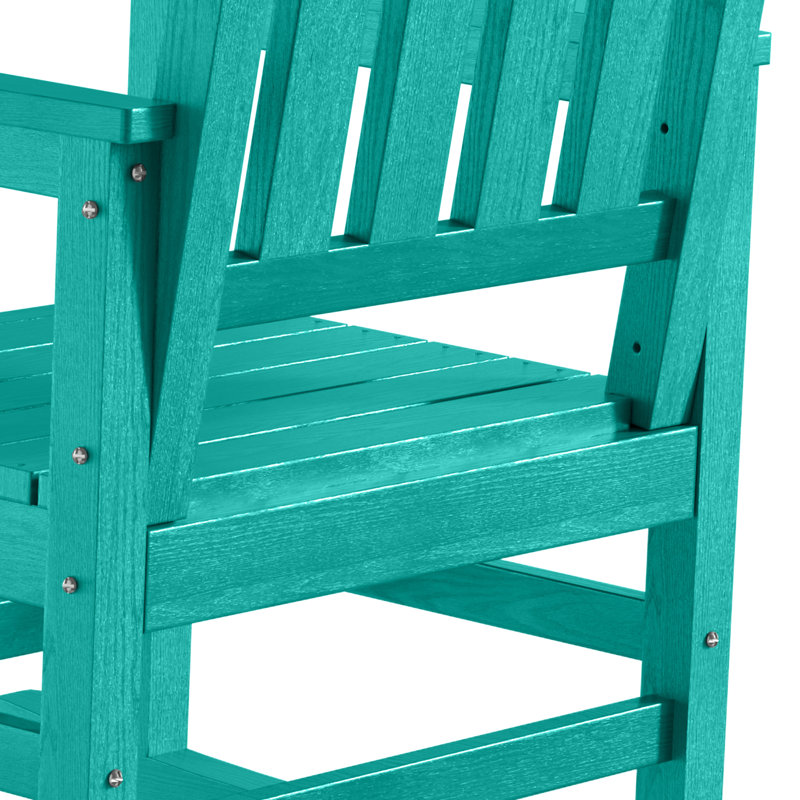 Chaise berçante surdimensionnée d'extérieur en PEHD, Bleu lac
