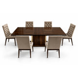Montevino 7-Piece Italian Extendable Dining Set with 6 Quilted Upholstered Chairs