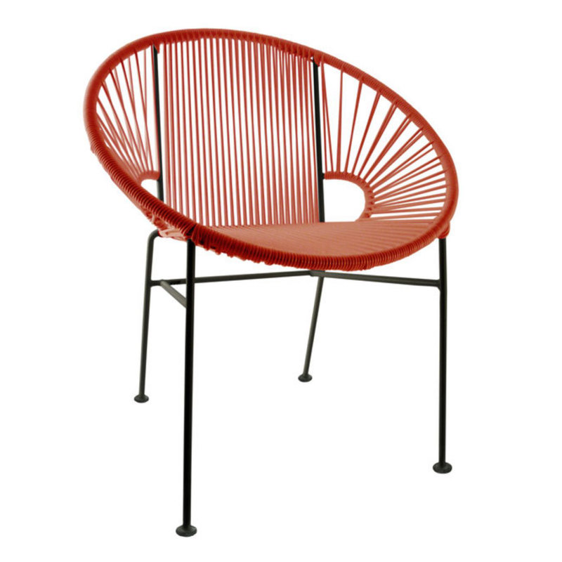 Concha Indoor/Outdoor Handmade Dining Chair, Black, Red