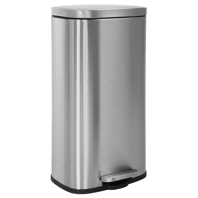 Brushed Stainless Steel 8-Gallon Oval Pedal Trash Can