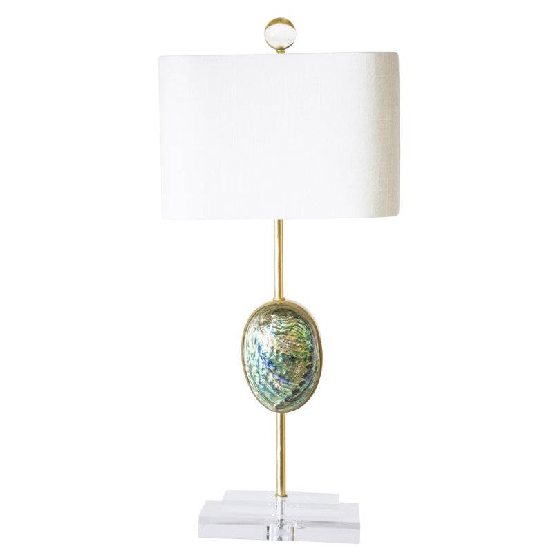 Sausilito 24" Tall Abalone Shell and Crystal Table Lamp, Cream