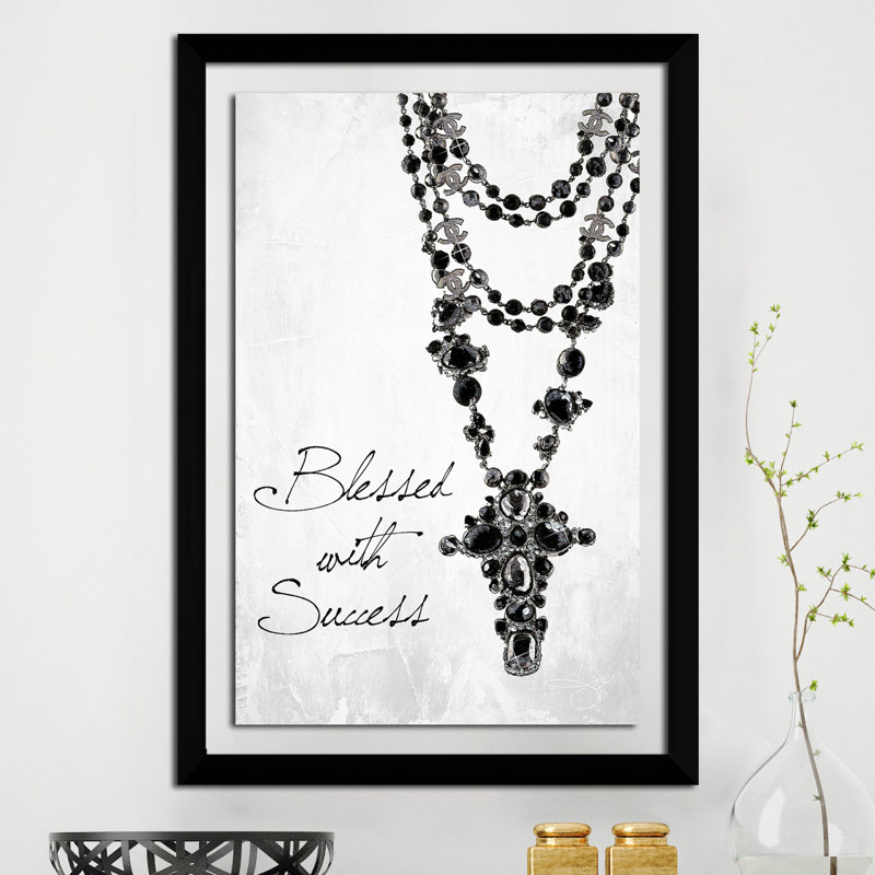 «Blessed with Success», art textuel, Cadre noir, H 27,5 po x l 21,5 po x P 0,75 po