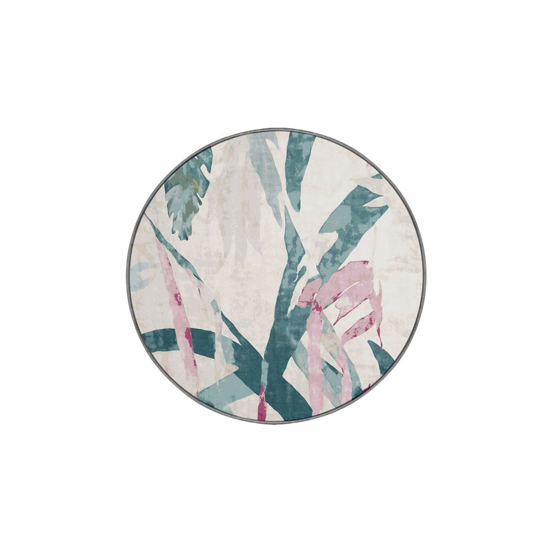 Tapis gris soyeux et moelleux, Rond 3 pi