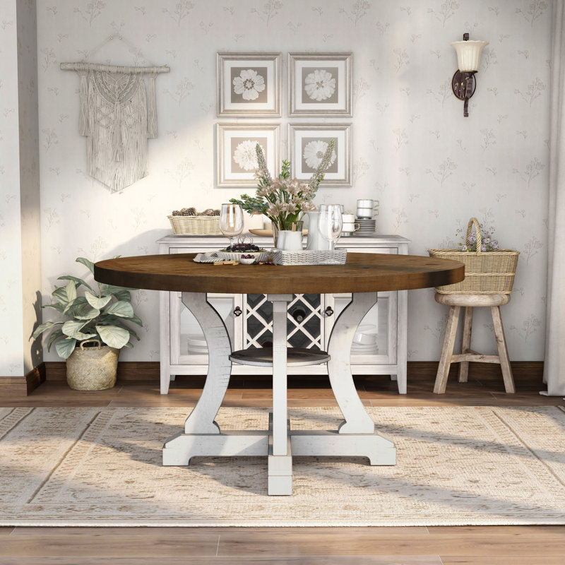 Table de salle à manger Joanie, Oak Wood/White