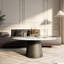 Table basse ronde moderne - Base en bois massif noir avec un design élégant Mid-Century-1762200613-1761387001