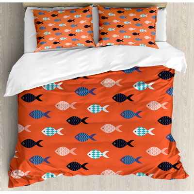 Coral Coastal Duvet Cover