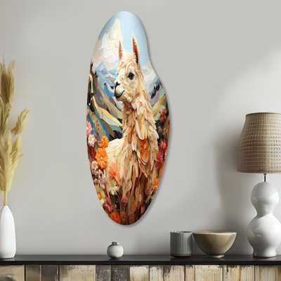 Alpacas Alpaca Afternoon - Alpacas Curved Shape Asymmetric Metal Wall Art