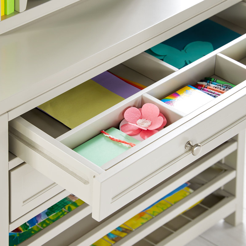 Gray Wooden Kids' Art Storage with Drying Racks
