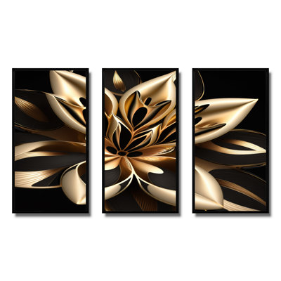 Glamourous Lly On Black - 3 pièces sur toile