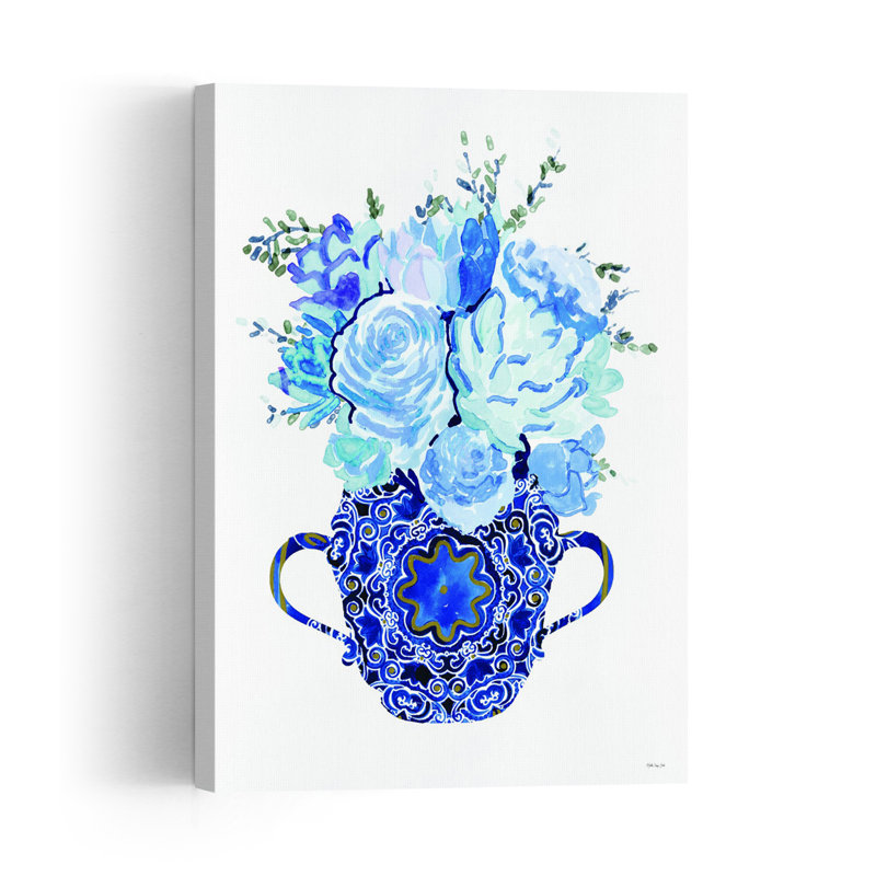 Reproduction d'art mural bleu de Delft abstrait, H 60 po x l 40 po