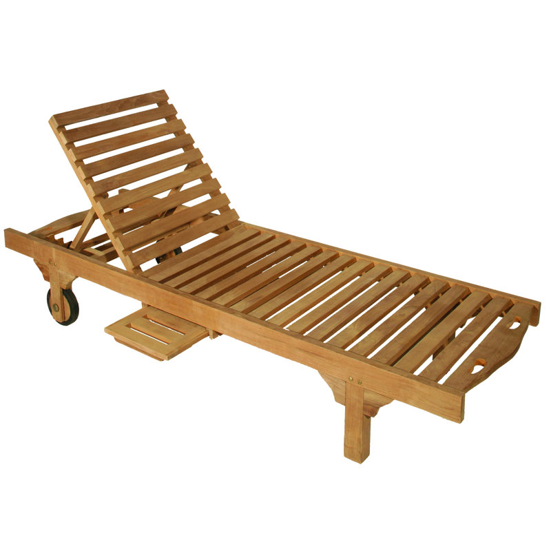 Zada 205cm Long Reclining Teak Single Chaise, Light Brown