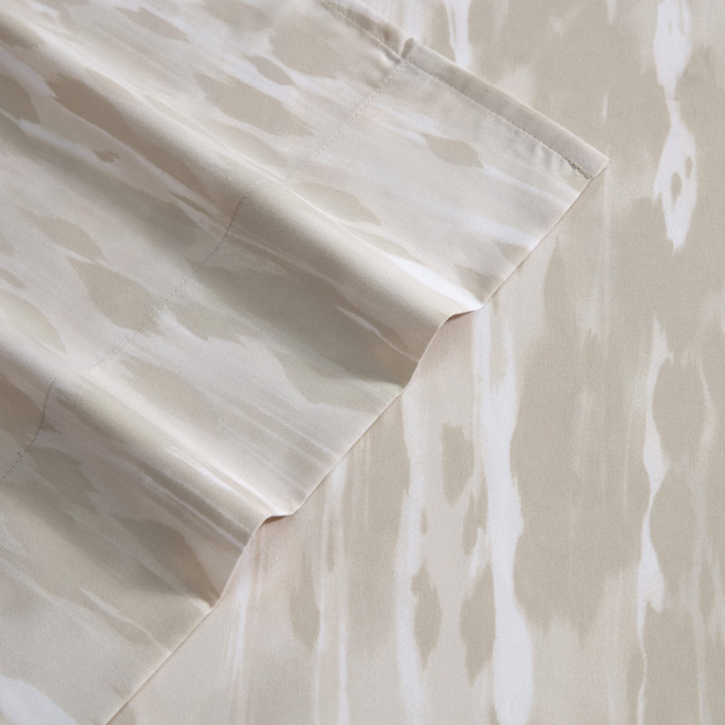 Kenneth Cole Abstract Animal Beige Sheet Set, Queen Sheet Set with 2 Pillowcases, Abstract Animal Beige